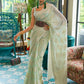 Pastel Olive Green Weaved Lucknowi Chikankari Saree