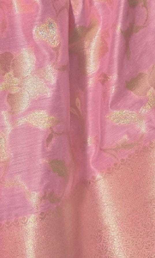 Blush Pink Handloom Woven Modal Silk Saree