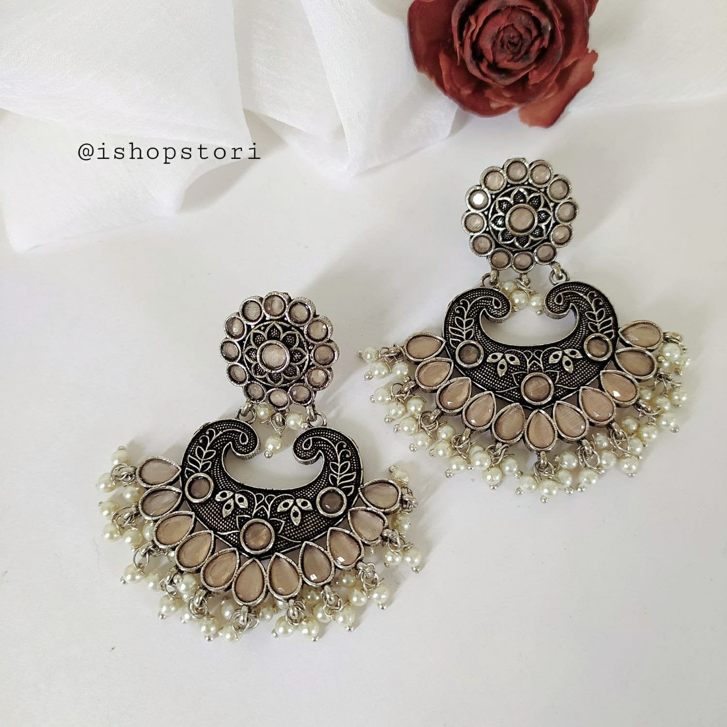 Gorgeous Chandbali Long Jhumka Earrings | South Indian Style CZ stone –  Indian Designs
