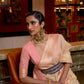 Almond Brown & Pink Handloom Woven Linen Saree
