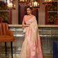 Almond Brown & Pink Handloom Woven Linen Saree