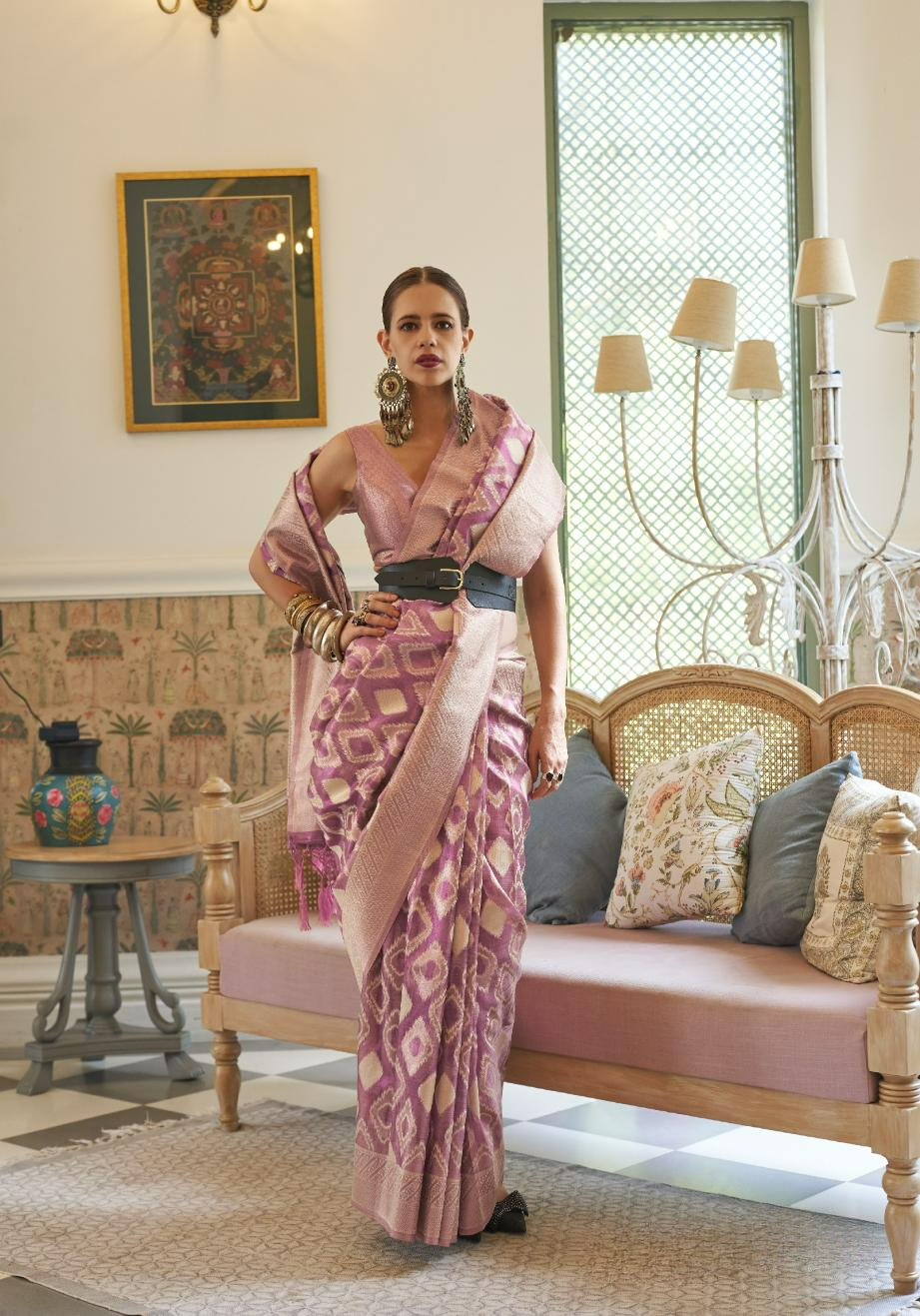 Blooming Mauve Tissue Silk Handloom Saree