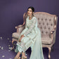 Powder Blue Heavy Embroidered Georgette Straight Pant Suit