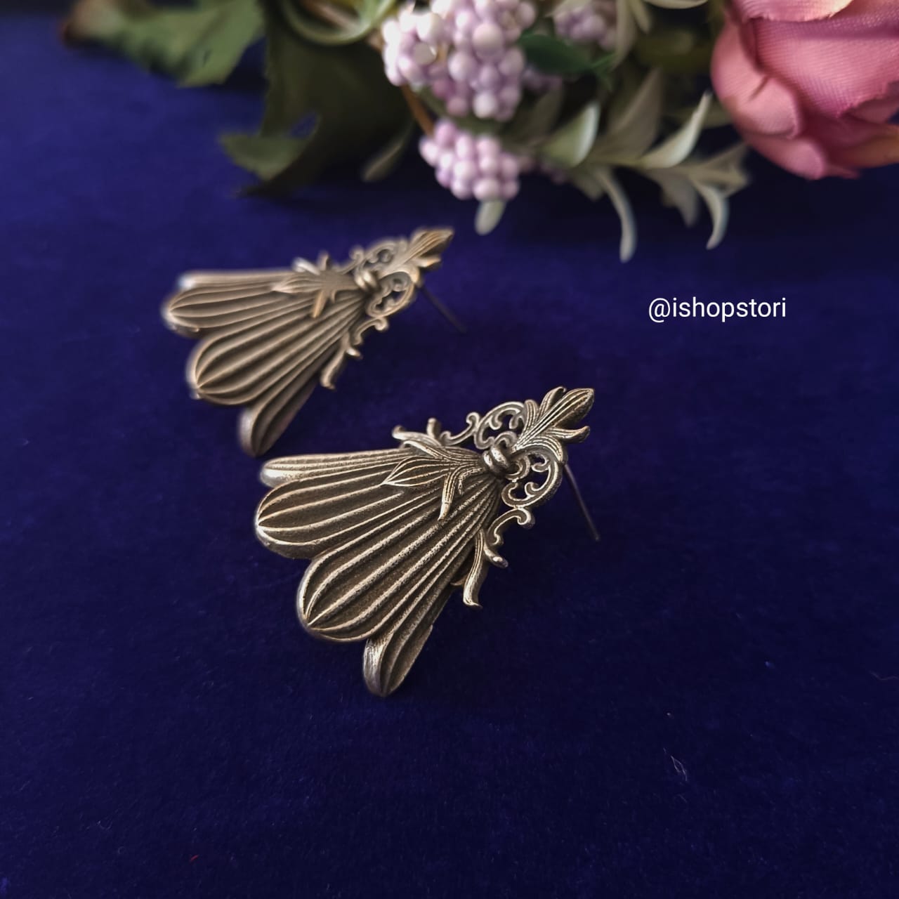 Campanula Silver Look Alike Oxidised Earrings