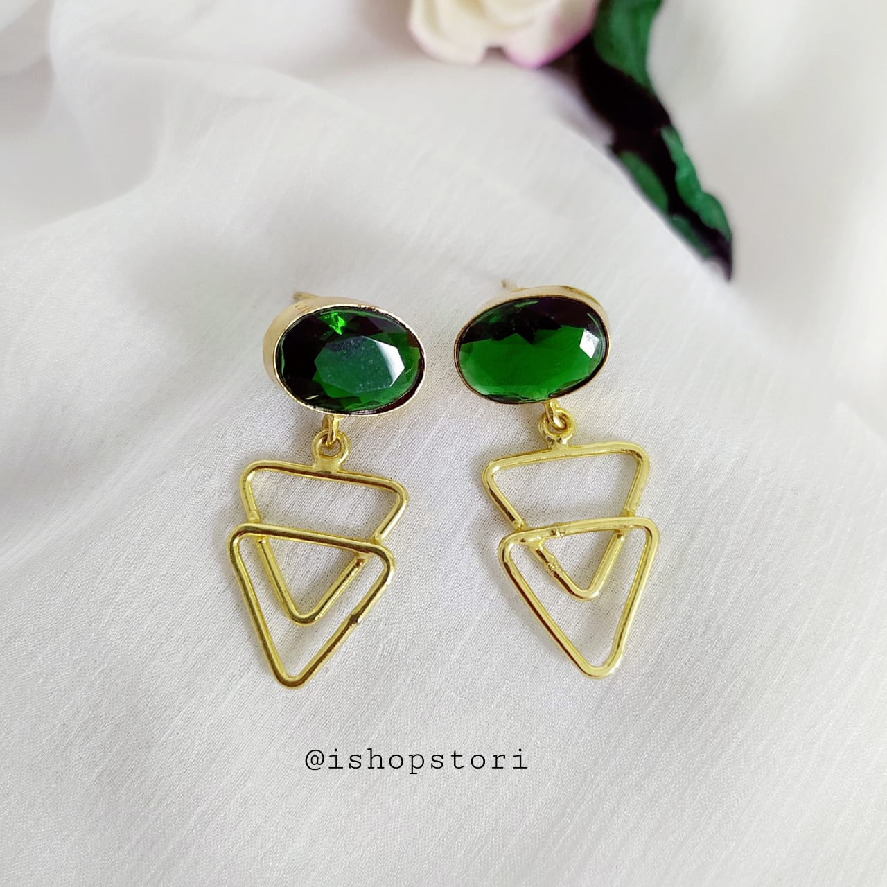 Joyati Dual Triangular Drops Statement Earrings