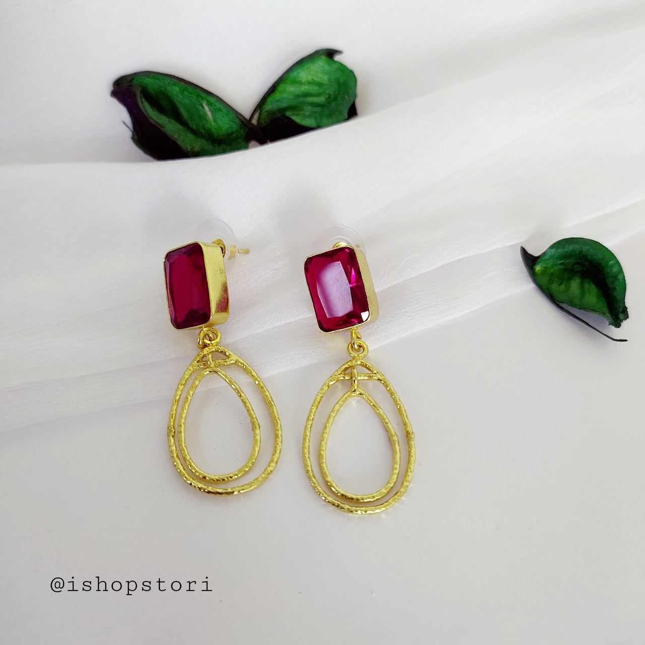 Tapi Dual Tear Drops Statement Earrings