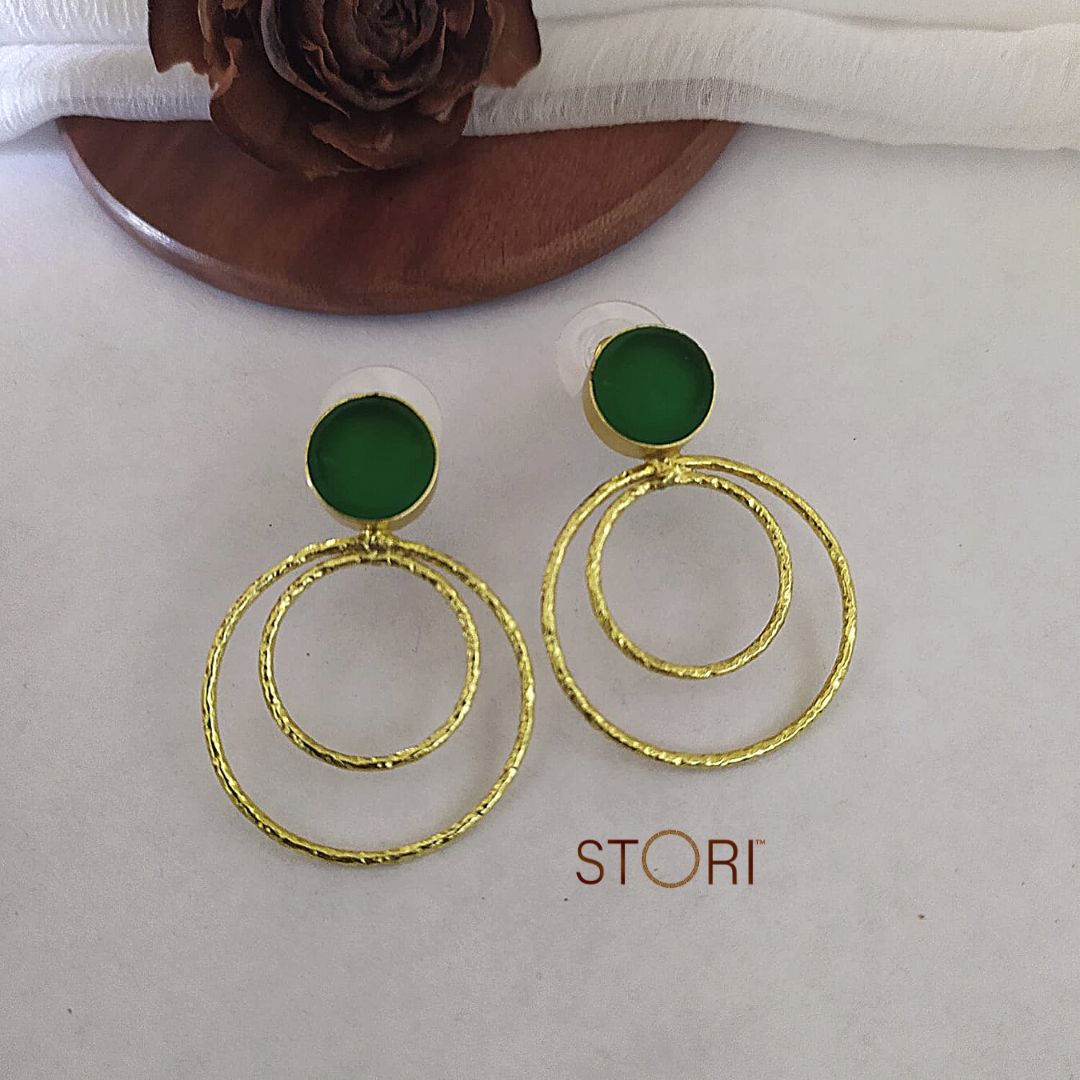 Aakruti Stone & Golden Polish Round Statement Earrings