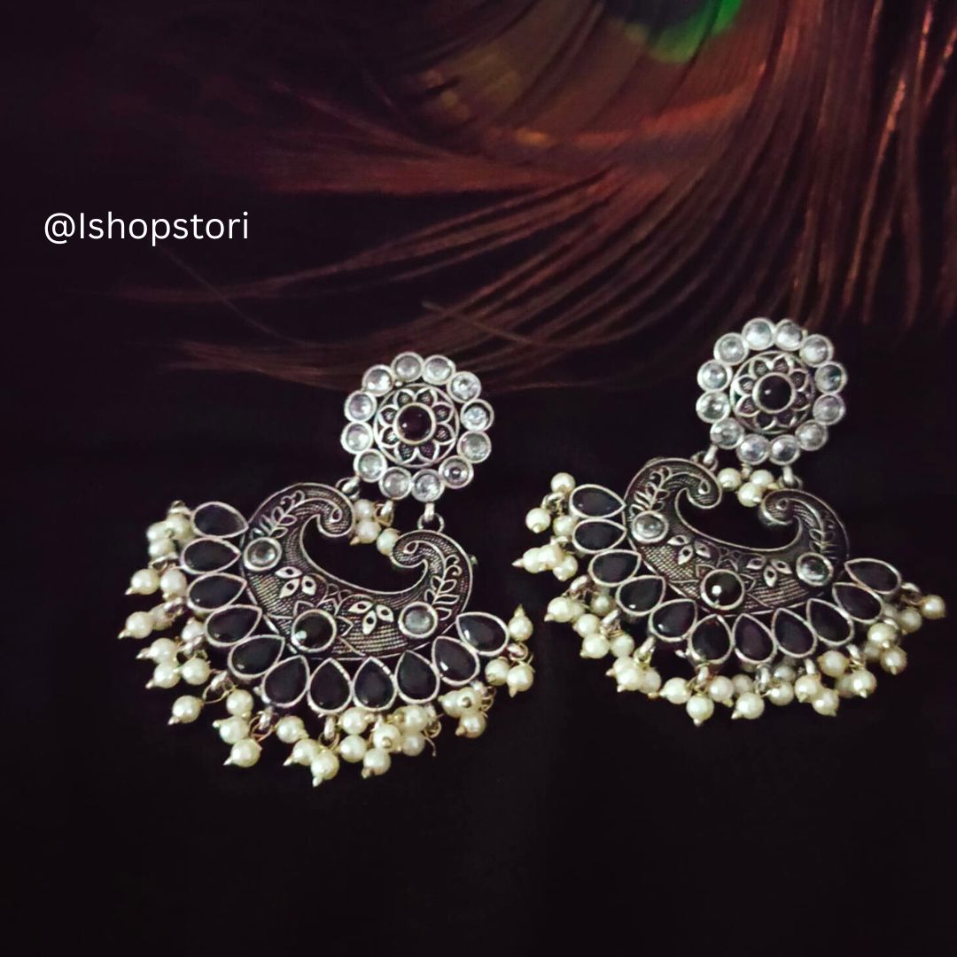 Zankhana Monalisa Stone Chandbali Earrings