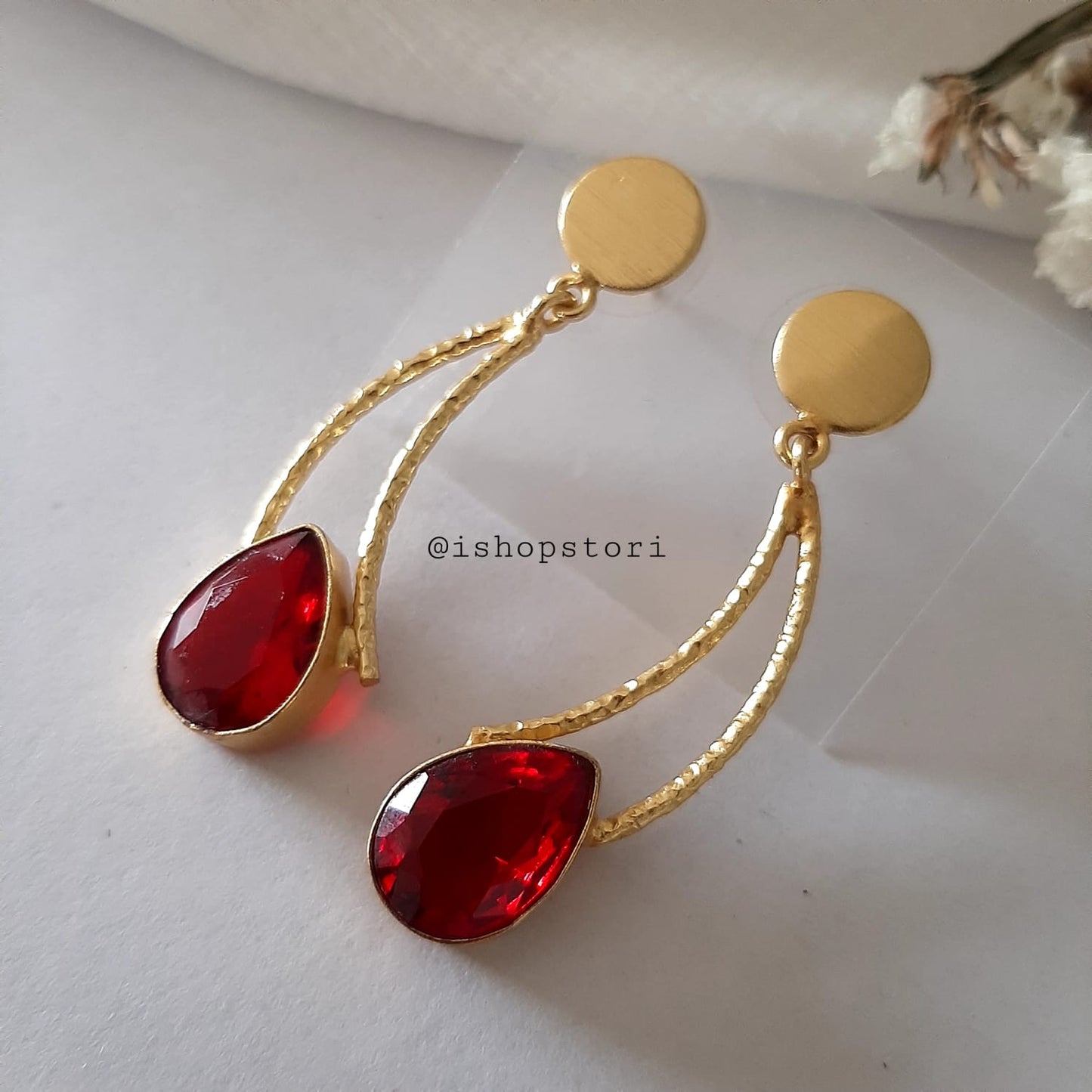 Jonha Single Stone Drop Statement Earrings