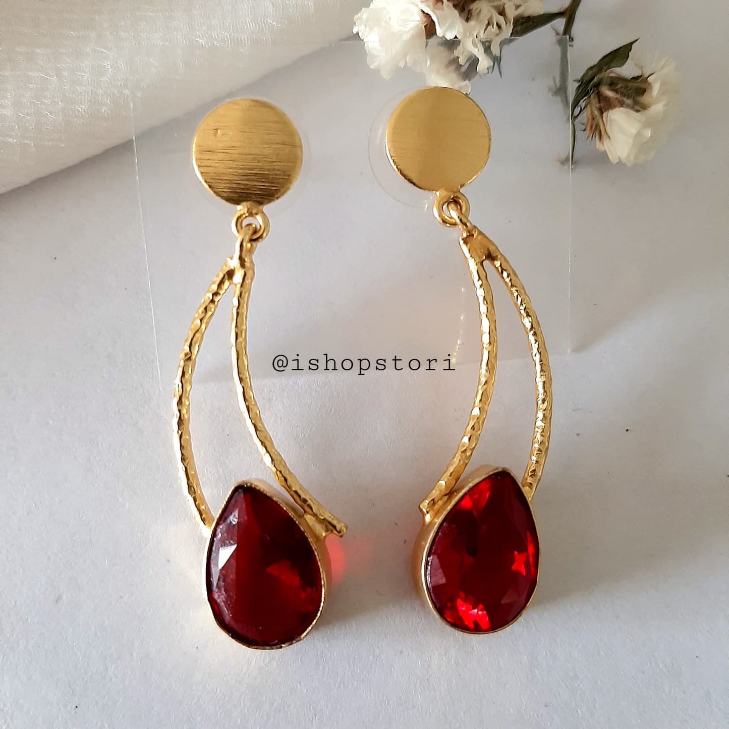 Jonha Single Stone Drop Statement Earrings