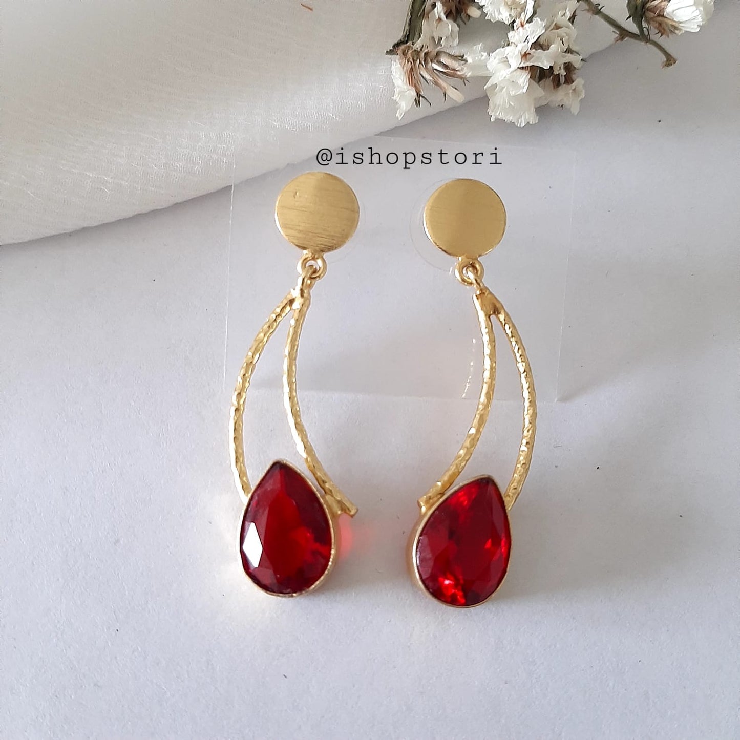 Jonha Single Stone Drop Statement Earrings