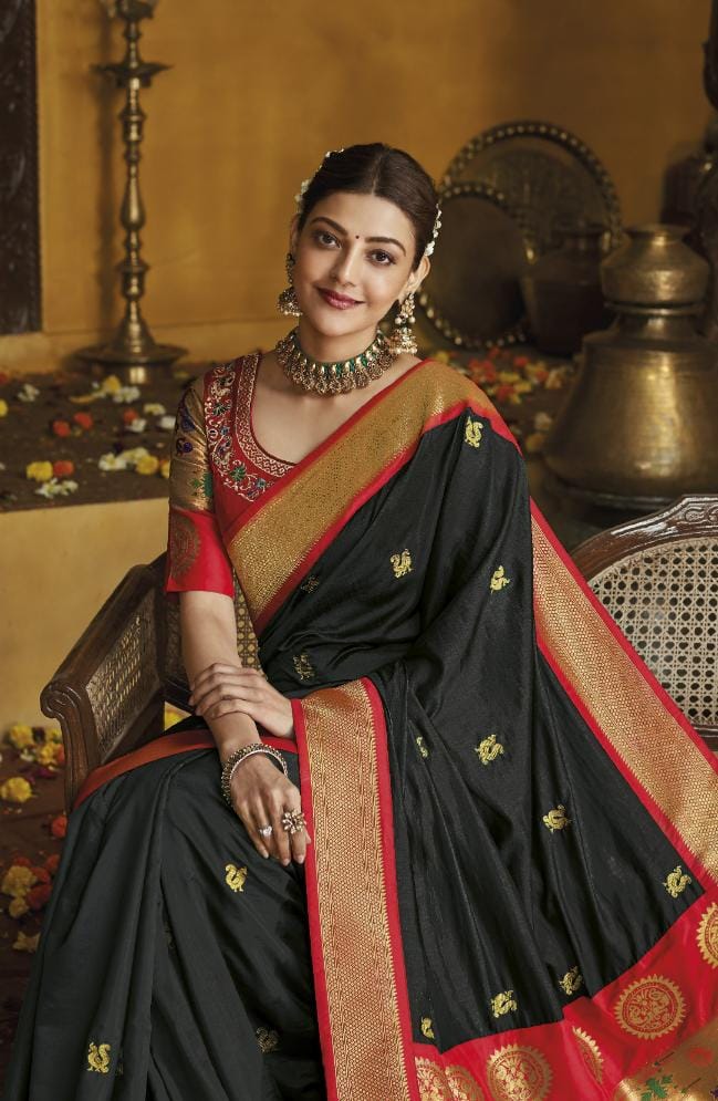 Buy Black Pure Mangalgiri Soft Silk Saree-UNM75603 Online at  Unnatisilks.com|UNM75603