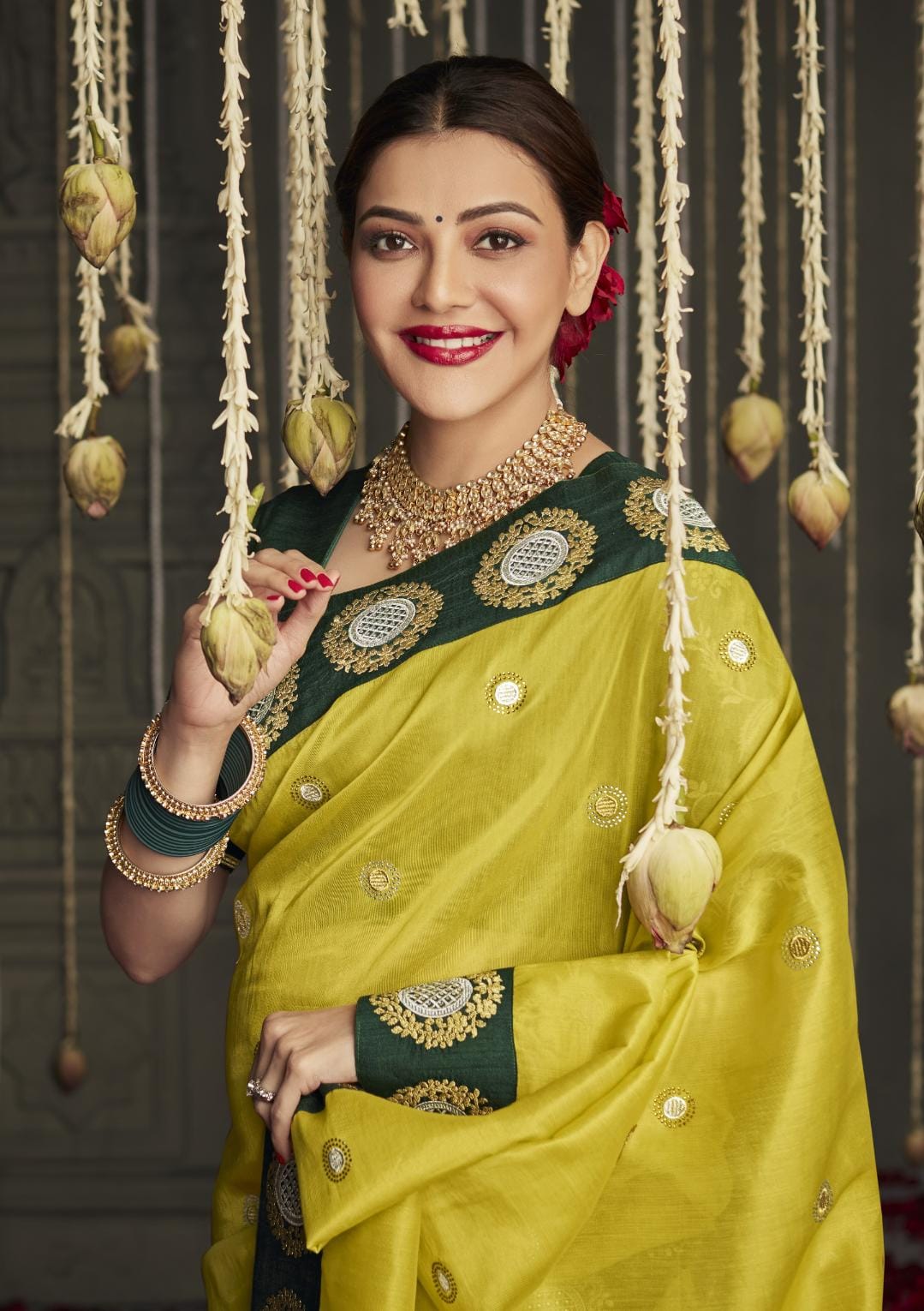 Biscotti Yellow Silk Saree With Designer Blouse