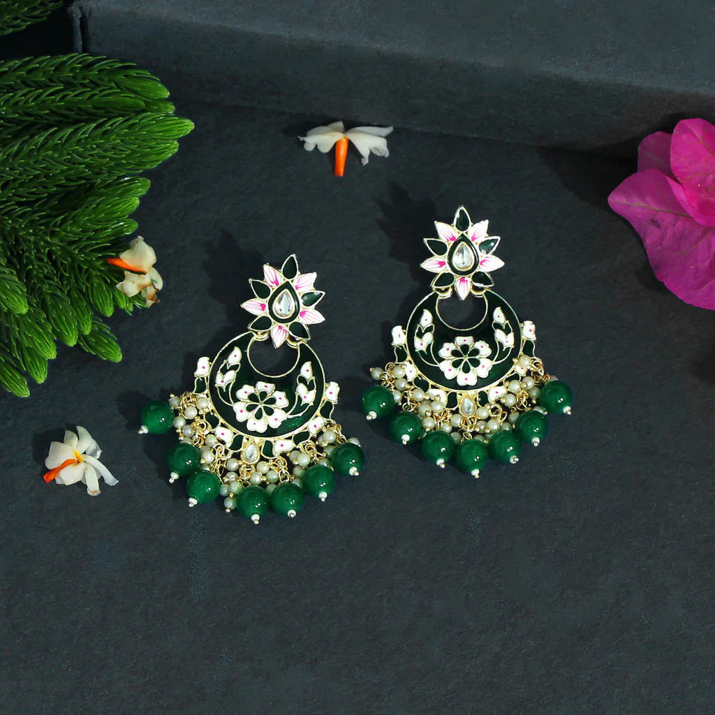 Tejal Meenakari Kundan Earrings