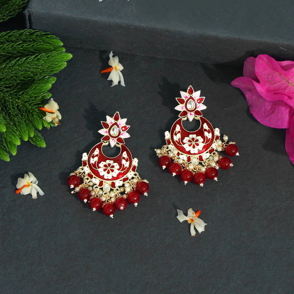 Tejal Meenakari Kundan Earrings