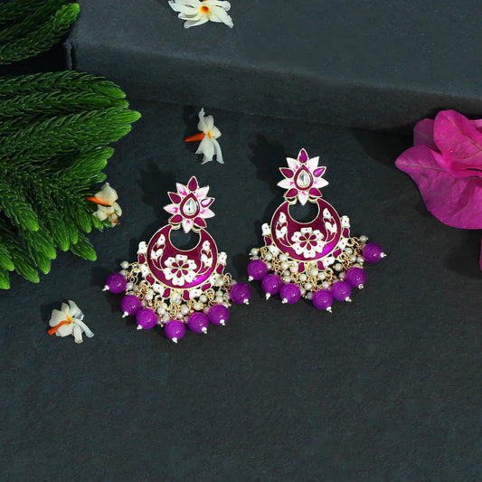 Tejal Meenakari Kundan Earrings