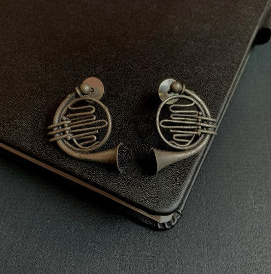 Trumpet Oxidized German Silver Statement Earrings