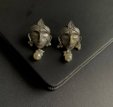 Prashanti Handcrafted Tribal Silver Look Alike Earrings