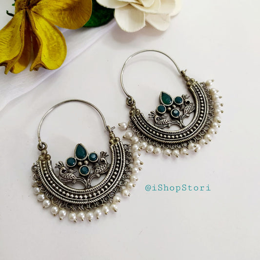 Janak Lightweight Oxidised Chandbali Earrings