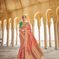 Chestnut Peach Banarasi Silk Saree With Designer Blouse