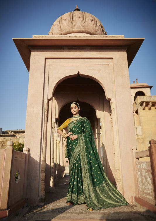 Pine Green Banarasi Silk Saree