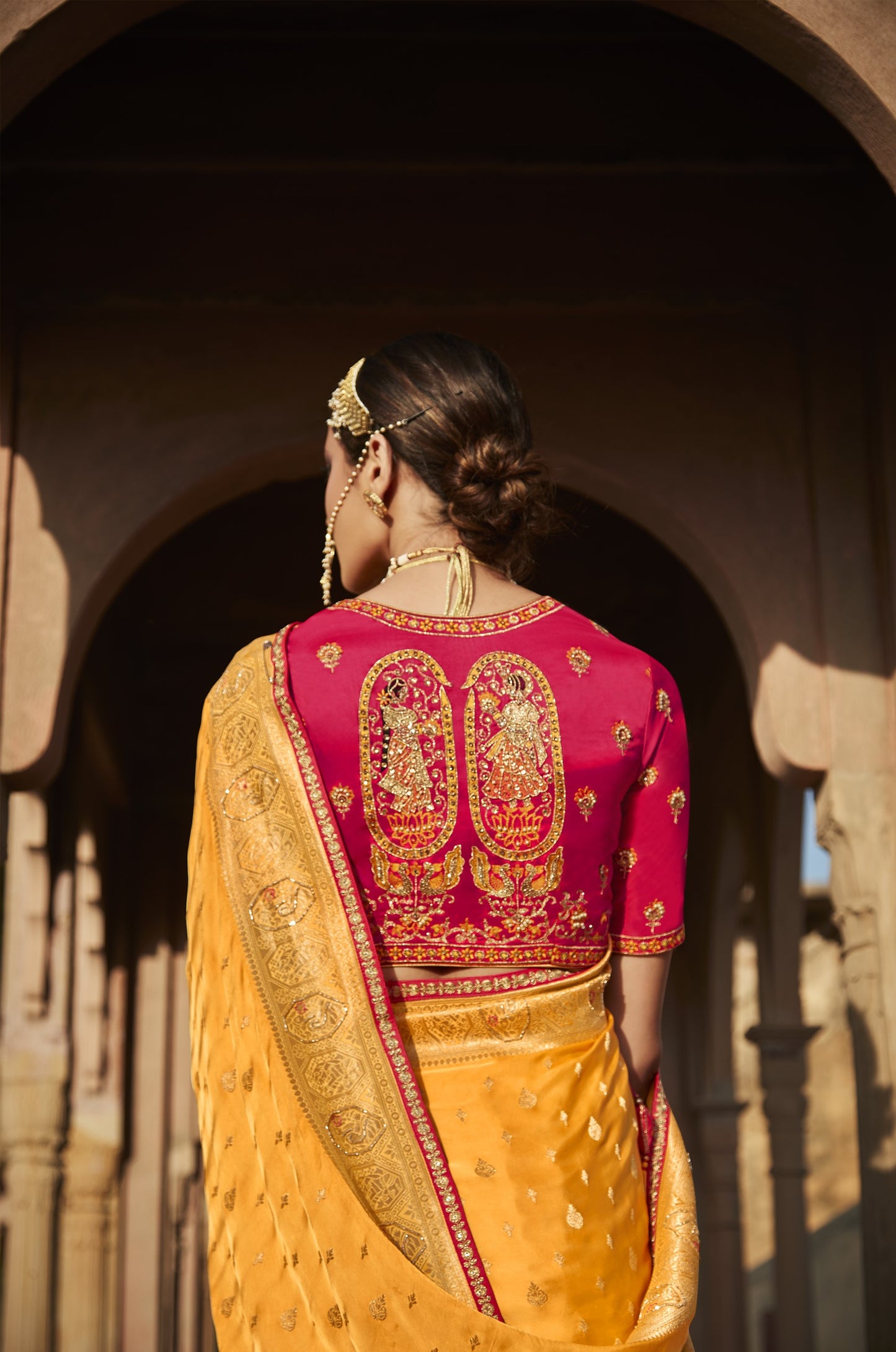 Mustard Yellow Banarasi Silk Saree