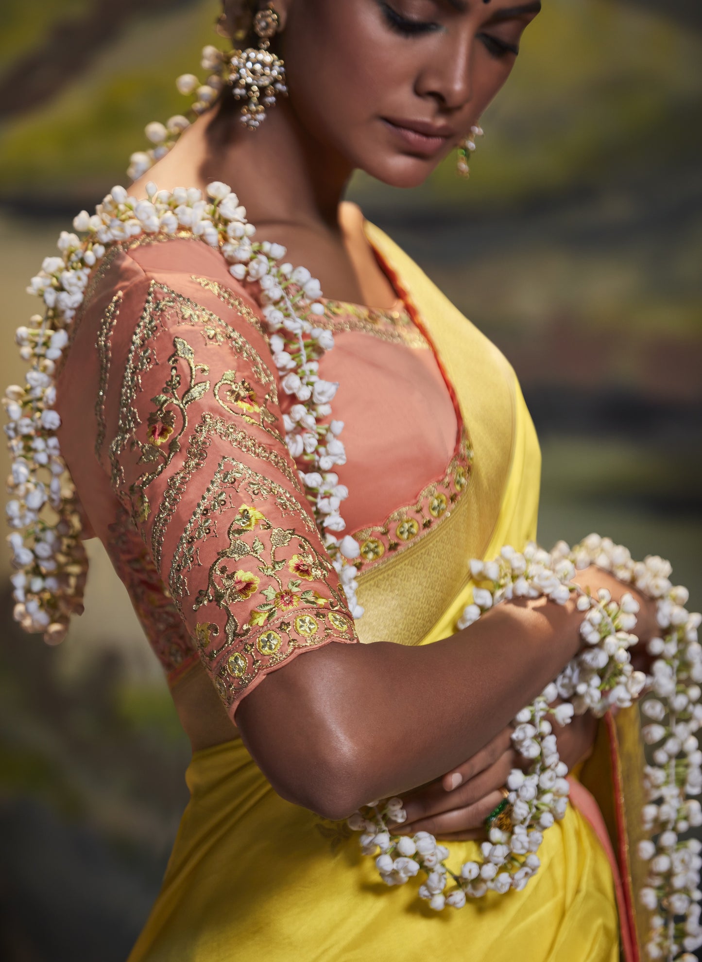 Canary Yellow Banarasi Silk Saree With Designer Blouse