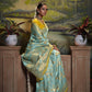 Sky Blue Banarasi Silk Saree With Designer Blouse