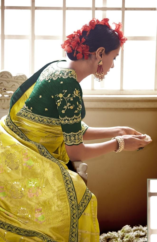 Bright yellow cheap silk blouse