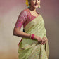 Pista Green Viscose Silk Saree With Designer Blouse