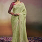 Pista Green Viscose Silk Saree With Designer Blouse