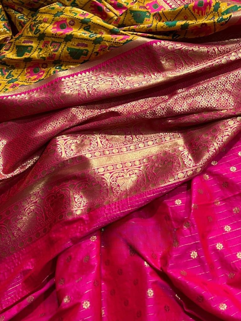 Macaroon Yellow Woven Patan Patola Pure Silk Saree