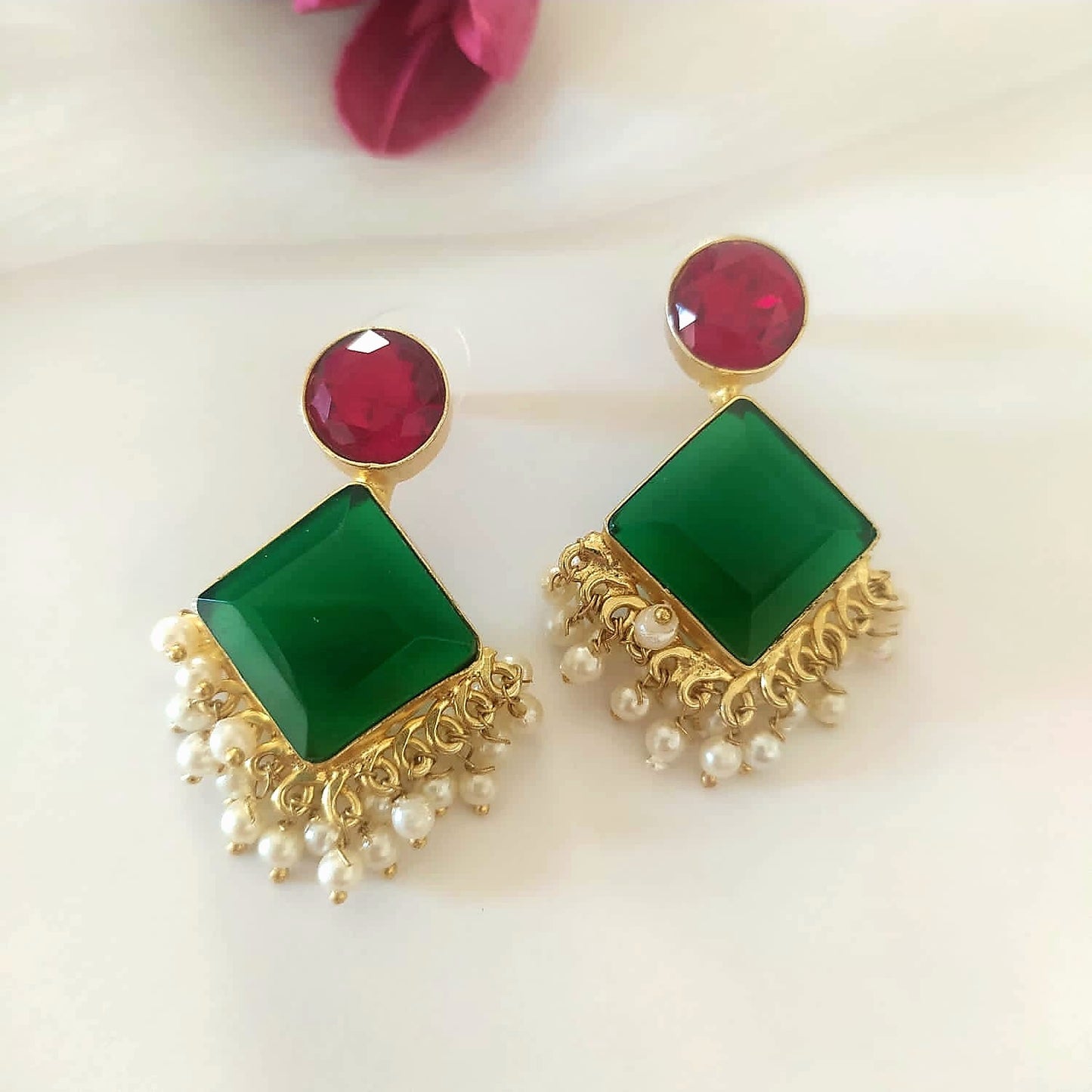 Calista Stone & Pearls Earrings