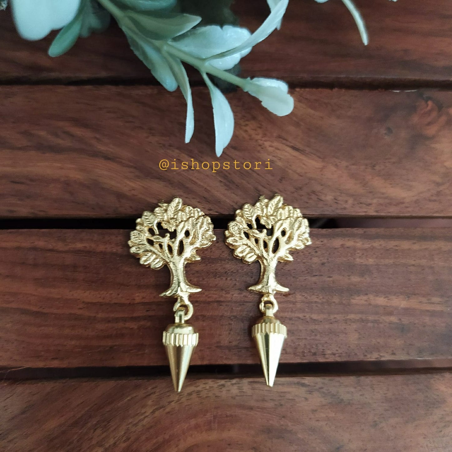 Tahira Small Golden Cone Drop Earrings