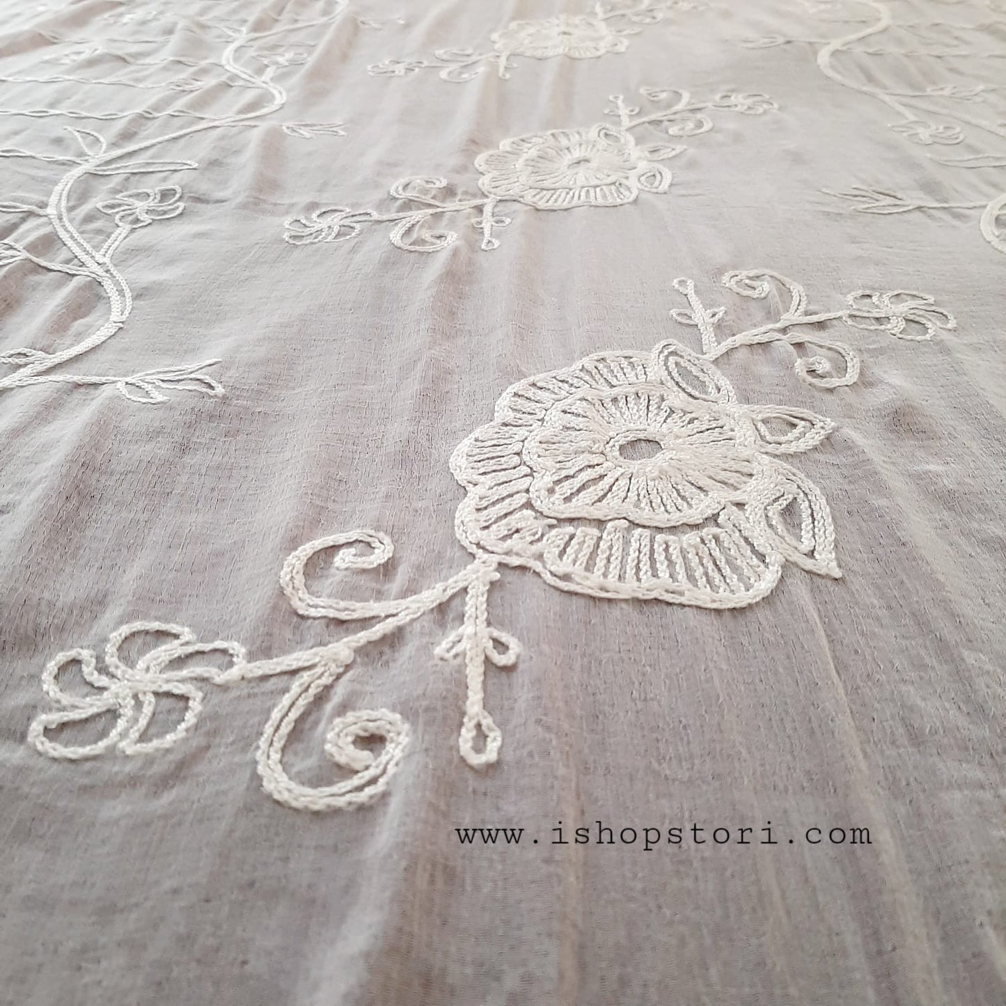 Embroidered Floral Jaal Chiffon Lucknowi Chikankari Dupatta