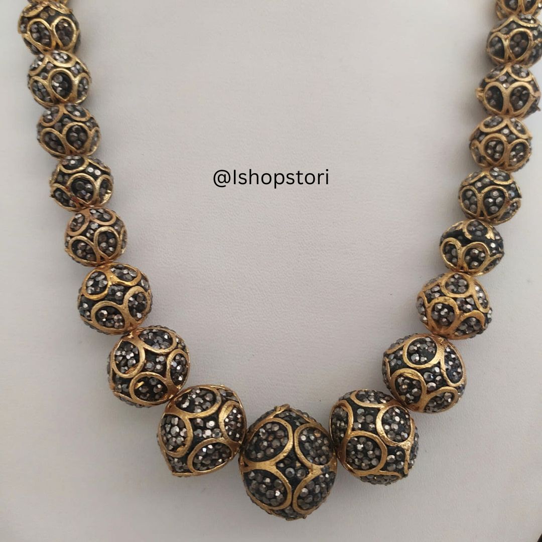 Hazel Black And Golden Necklace And Earring Set